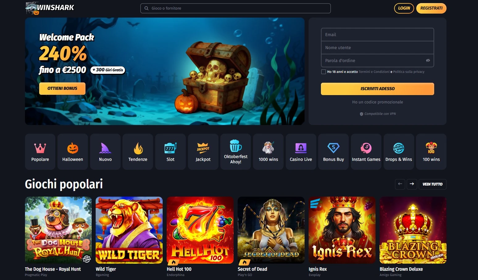 WinShark Casino non AAMS